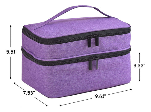 Nail Polish Organizer, Holds 30 Bottles, Double-layer Carrying Case with Handle (Purple)
