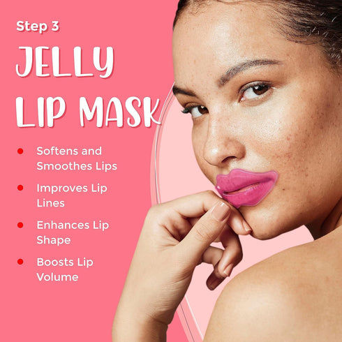 6-in-1 Lip Care Kit with Lip Sleeping Mask, Silicone Brush, Sugar Scrub, Sheet Mask for Luscious, Soft Lips