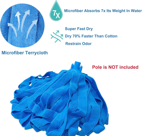 Set 2 Lightweight Microfiber Mop - Includes Aluminum Pole and Mop Heads