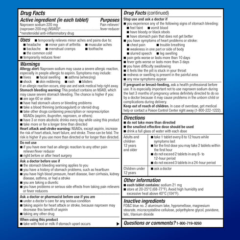 Amazon Basic Care Headache Pain Relief Naproxen Sodium Tablets 220 mg, 90 Count - Relieves Arthritis and Aches
