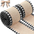 2 Rolls Christmas Buffalo Plaid Wired Edge Ribbons, 216 Inch Craft Wrapping Ribbon, Black and White