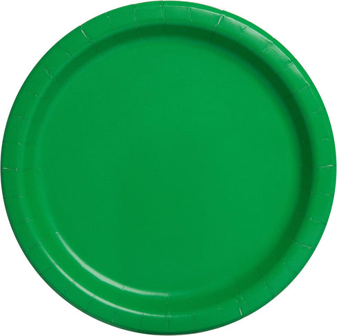 Luxurious Emerald Green Solid Round Dinner Plates, 9" (Pack of 16), Elegant Design