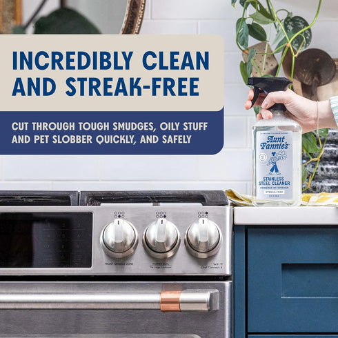 Pack 1 Aunt Fannie's Stainless Steel Spray Cleaner, Powered by Vinegar, Fingerprint and Residue Remover