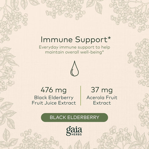 Gaia Herbs Black Elderberry Syrup - Immune Support Supplement with Organic Black Elderberries, 3 Fl Oz