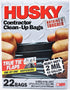 Husky Heavy Duty Contractor Clean-Up Bag, Poly, 42 Gallon, 4 ft L x 2 ft 9 in W x 2 mil T, Black