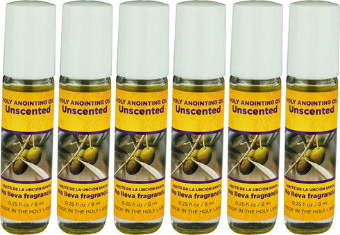 Unscented Anointing Oil from Israel, Bulk Set of 6 Roll On Bottles,