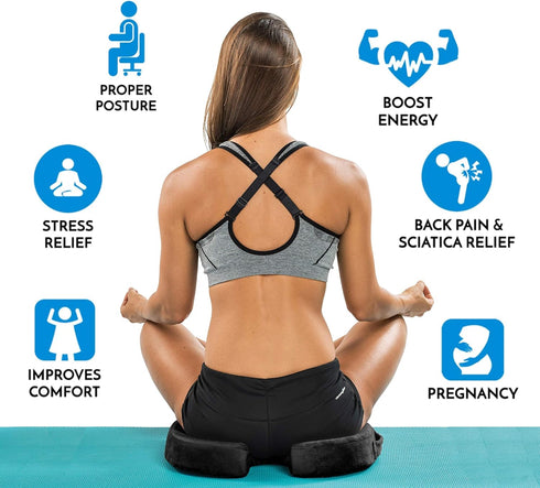 100% Tailbone ComfiLife Premium Comfort Seat Cushion - Non-Slip Orthopedic Memory Foam Coccyx Cushion for Pain