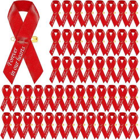 50 Pcs Funeral Ribbons, Classic Memorial Ribbon with Safety Pins for Mourning Remembrance Day Funeral Event