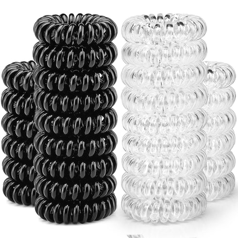 TailaiMei 30 Pcs Spiral Hair Ties, No Crease Coil Phone Cord Hair Ties for Thick Hair, Women Ponytail Holder