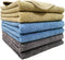 POLYTE Microfiber Cleaning Towel, 16x24, 6 Pack, Professional, Blue, Camel, Gray