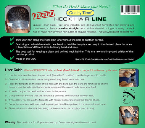 Quality Time Neck Hair Line, 2 Templates for Shaving and Keeping a Clean Neck Hairline