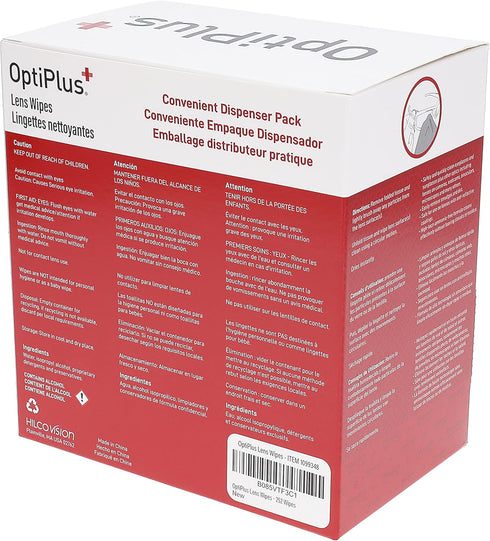 OptiPlus Eyeglass Lens Wipes, Pre-Moistened Cleaning Wipes for Glasses, 252 Count