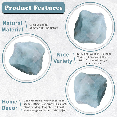 Crocon 1LB Aquamarine Rough Bulk Natural Stone - Raw Gemstone for Tumbling, Cabbing, and Crystal Healing