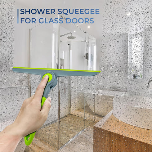 DSV Standard Shower Squeegee for Glass Doors, 10" Blade, Mini Window Squeegee for Home, Car, All-Purpose Cleaner Tool