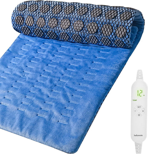 YS1 Jade Stone Heating Pad for Back Pain Relief, Weighted with Auto-Off, 12 Heat Settings, 12” x 24”