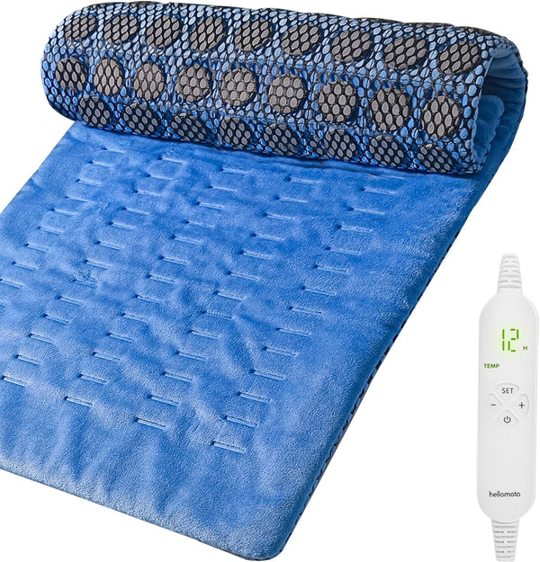 YS1 Jade Stone Heating Pad for Back Pain Relief, Weighted with Auto-Off, 12 Heat Settings, 12” x 24”