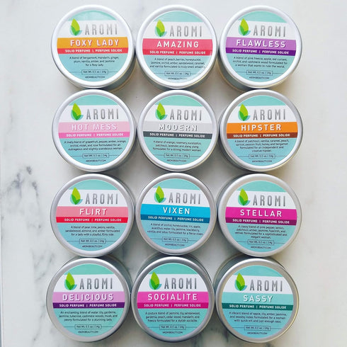 Aromi Hot Mess Solid Perfume | Fruity Floral Fragrance, Vegan, Travel, Funny Gift Idea, Grapefruit, Rose, Orchid