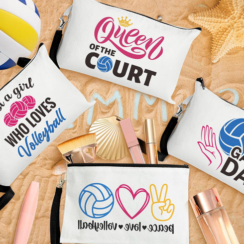 R HORSE 9Pcs Volleyball Makeup Bag, Inspirational Gifts for Women, Girl Volleyball Cosmetic Bag, Toiletry Pouch
