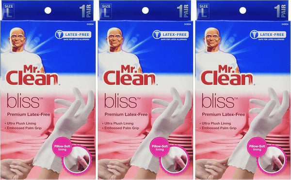 Mr. Clean Bliss Premium Latex-free Gloves, Large, 3 Pairs