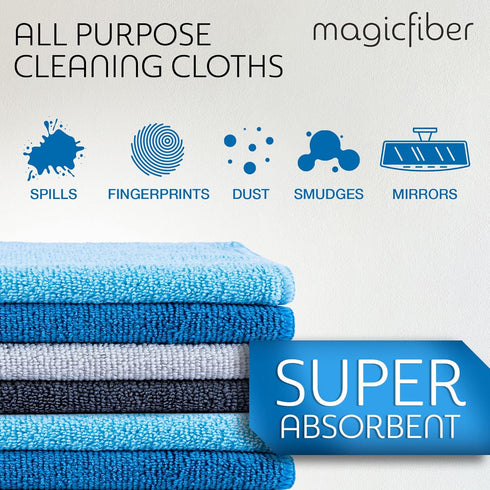 MagicFiber Microfiber Cleaning Cloth (12 Pack, 13x13 in) - Thick Cleaning Towels for House, Kitchen, Windows, Cars