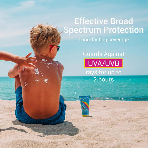 NO-AD KIDS SPF 50 Sunscreen Lotion, Non-Greasy Waterproof Kids Sunscreen, Broad Spectrum Protection, 3 oz, Pack of 3