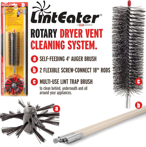HY-C Dryer Cleaner Vent Kit - Gardus RJR601 LintEater Junior Rotary Dryer Vent Cleaning System