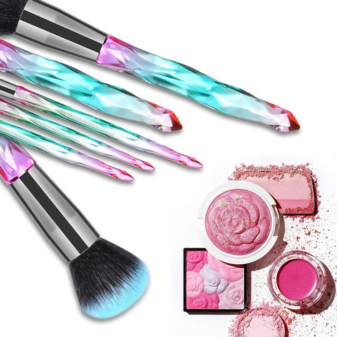 DUAIU Makeup Brushes, 15 Pcs Premium Synthetic Bristles Crystal Handle Set, Kabuki Foundation Brush with Gift Box (Blue)