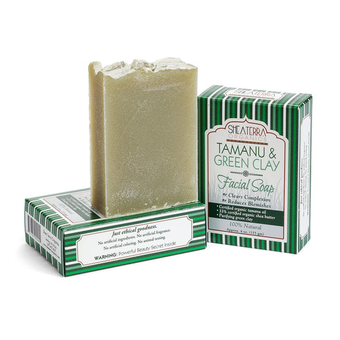Shea Terra Organics Tamanu & Green Clay Purifying Facial Cleansing Soap, 4 oz