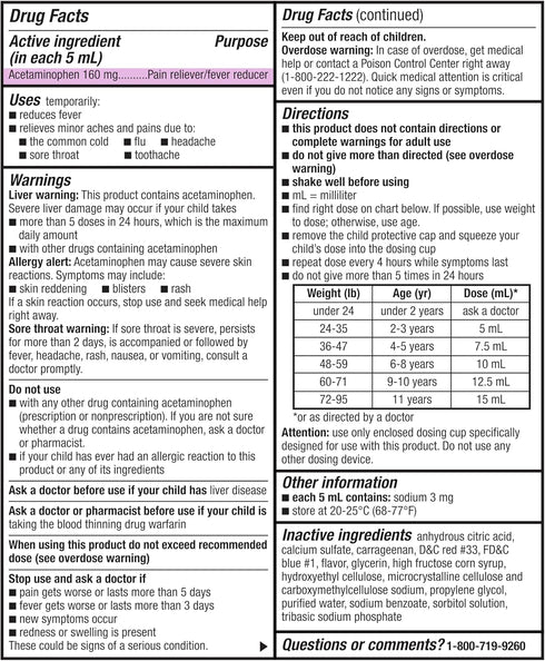 Amazon Basic Care Children's Acetaminophen, 160 mg per 5 mL, Grape Flavor, 4 fl oz (Pack of 1)