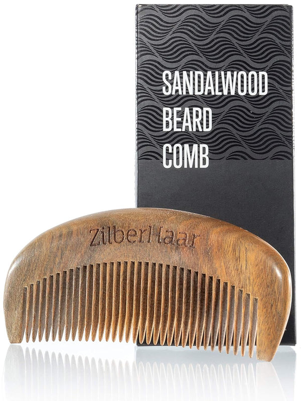 ZilberHaar Beard Comb, 100% Sandalwood, Essential Hand Made Beard Care Accessory for Men
