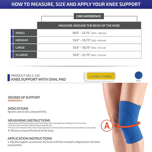 OTC Knee Support - Oval Pad, Slip-on Sleeve, Neoprene, X-Large