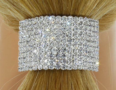 Rhinestone Ponytail Holder by Crystal Avenue, Silvertone with Sparkling Crystals