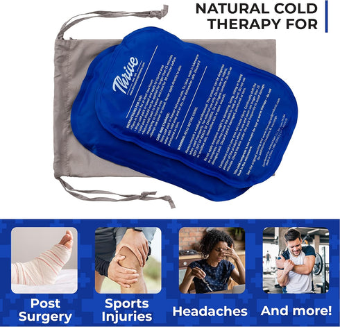 Thrive Reusable Ice Packs for Injuries, Pack of 2, Soft Flexible Gel Ice Packs for Pain Relief