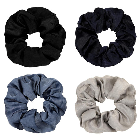 Silk Satin Scrunchies for Women, Big Hair Ties, No Crease Ponytail Holder, Soft Elastic Hair Bands, Blue