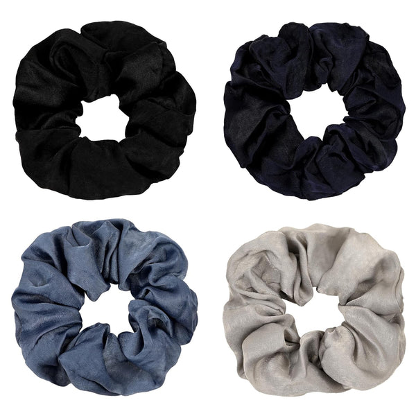 Silk Satin Scrunchies for Women, Big Hair Ties, No Crease Ponytail Holder, Soft Elastic Hair Bands, Blue