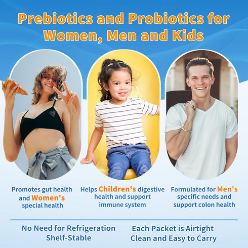 ZEBORA Probiotics Powder for Women, Men, and Kids - 30 Packets for Digestive and Immune Gut Health Support