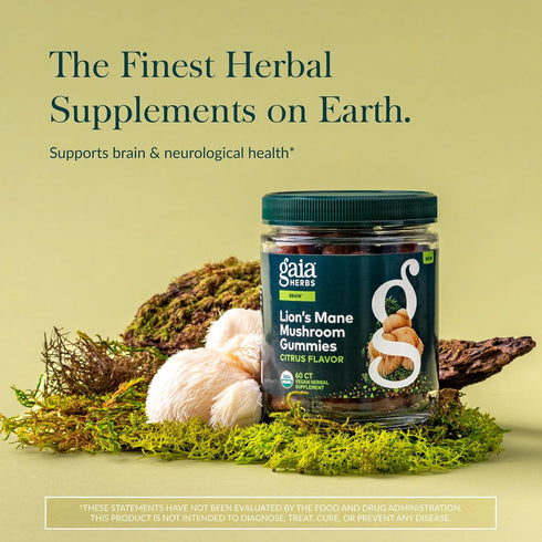 Gummies 60 Gummies (30 Gaia Herbs Lion's Mane Mushroom - Brain Support Supplement* - Made with Organic Lion's Mane