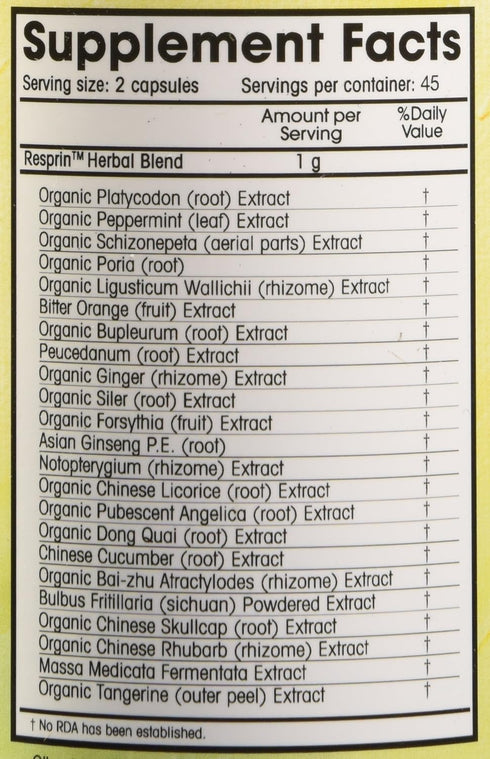 Respirin Traditional Herbal Blend - Natural Breathing Enhancement, 500mg, 90 Vegan Capsules