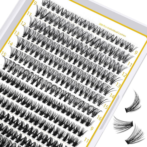 Lash Clusters 30D 50D-D-9-16MIX Individual Lashes - 280 False Eyelash Extensions for DIY at Home