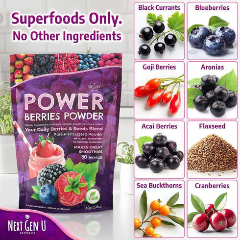 NGU Next Gen U 4 Pack, 150g Immune Super Berry Powder - Each - Support - Food Supplement - Superfood Berries - Smoothie