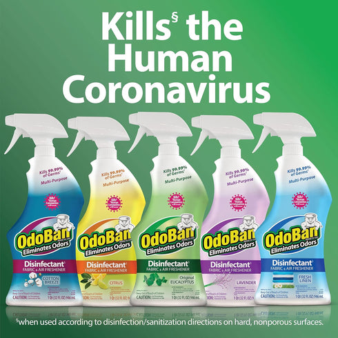 Set 3 32 OdoBan Ready-to-Use Disinfectant and Odor Eliminator, of Spray Bottles, Ounces Each, Lavender Scent