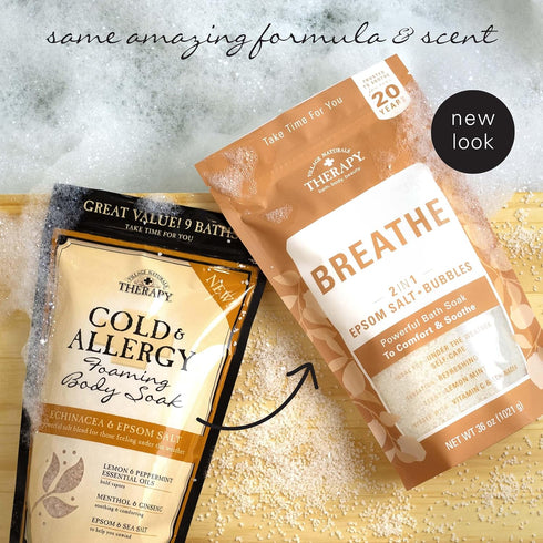 Village Naturals Breathe Foaming Body Soak, Epsom Salt, Essential Oils, 36 oz, Pack of 2