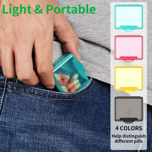 TecQach 4 Small Pill Box pcs,Cute Travel Pill Organizer Case Mini Tiny Clear Plastic Storage Containers Portable