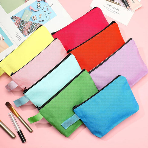 10 Pieces Canvas Makeup Bags Bulk - Travel Cosmetic Pouches, Multi-Purpose Blank Toiletry Bags in 10 Colors