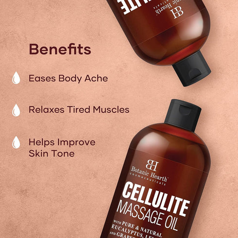 Botanic Hearth Anti Cellulite Massage Oil, Firming Oil for Thighs and Butt, 8 Fl Oz