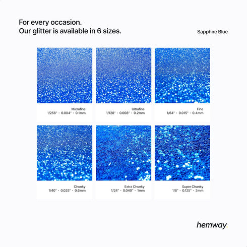 Hemway Premium Ultra Sparkle Glitter, Multi Purpose Metallic Flake for Arts Crafts, Sapphire Blue - 100g / 3.5oz