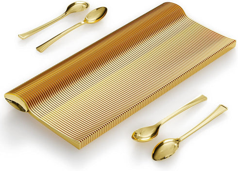 Mini Spoons for Desserts - Bulk Pack of 100 Mini Gold Dessert Spoons, Disposable 4.5 Inch Plastic Appetizer Spoons,