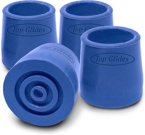 Top Glides Steel-Reinforced Walker, Commode, and Bath Bench Replacement Rubber Tips, Blue,