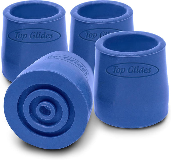Top Glides Steel-Reinforced Walker, Commode, and Bath Bench Replacement Rubber Tips, Blue,