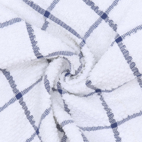 Cotton Dish Towels for Kitchen, Set of 8, Light and Soft Cleaning Rags, 12 Inch x 12 Inch (Blue Plaid)